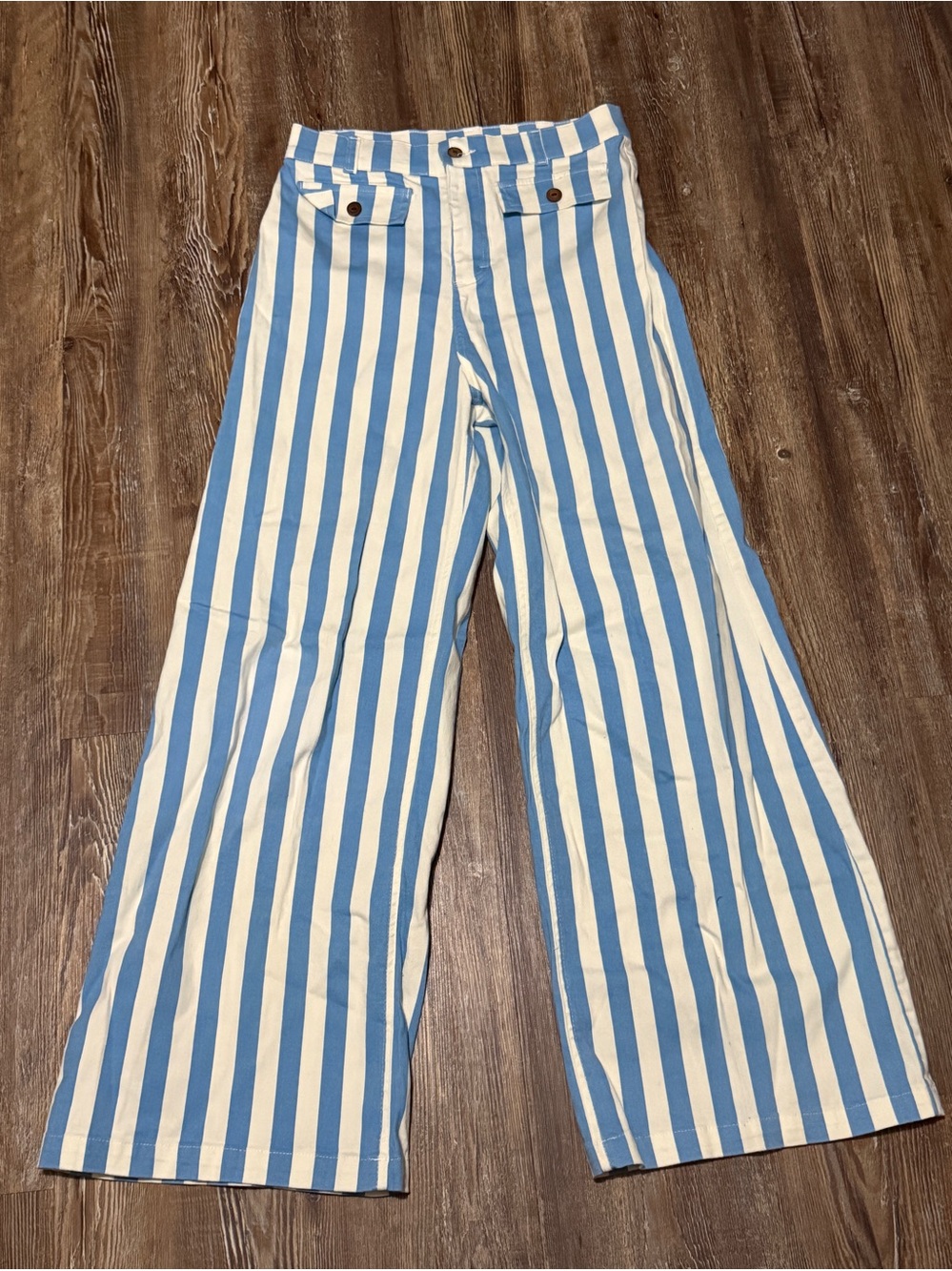 Sugarhigh Lovestoned Woody Wide Leg Pants Women's 6 Striped Slit Pocket